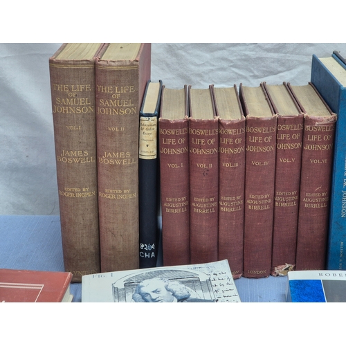 446 - Collection of books related to Samuel Johnson, including biographies, bibliographies, and studies.