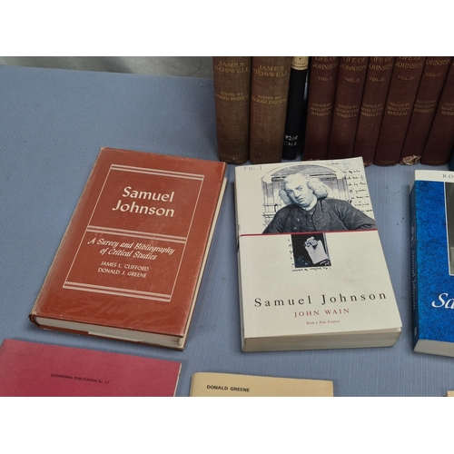 446 - Collection of books related to Samuel Johnson, including biographies, bibliographies, and studies.