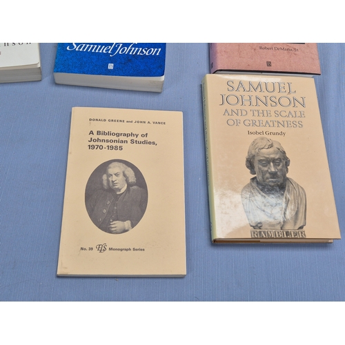 446 - Collection of books related to Samuel Johnson, including biographies, bibliographies, and studies.