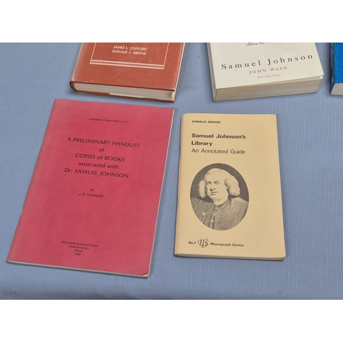446 - Collection of books related to Samuel Johnson, including biographies, bibliographies, and studies.