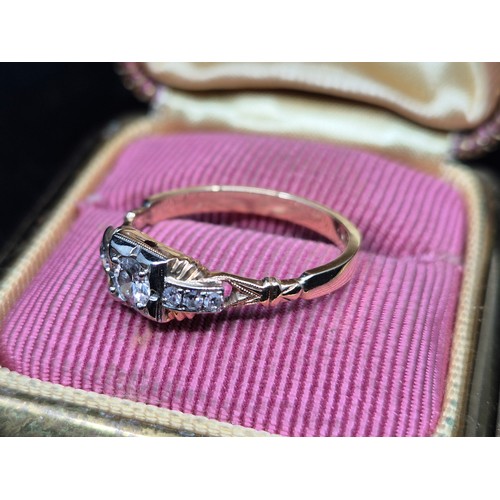 48 - 14k Gold Diamond Ring, Size Q, 2.4g (centre stone approx 0.3ct)