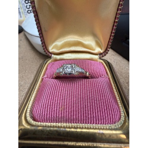 48 - 14k Gold Diamond Ring, Size Q, 2.4g (centre stone approx 0.3ct)