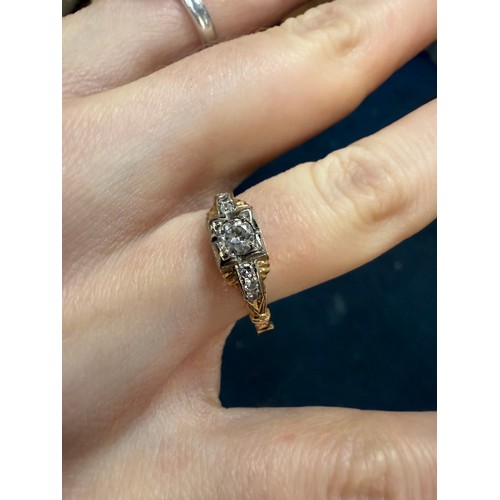 48 - 14k Gold Diamond Ring, Size Q, 2.4g (centre stone approx 0.3ct)