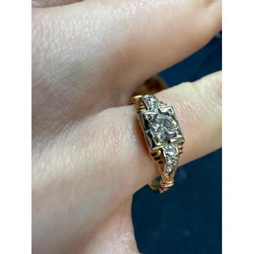 48 - 14k Gold Diamond Ring, Size Q, 2.4g (centre stone approx 0.3ct)