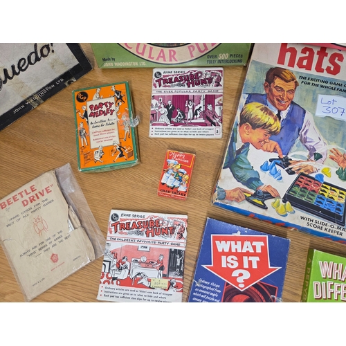 307 - A Collection of Vintage Puzzles and similar to include Waddington's Circular Jigsaws, Hats Off, Vint... 