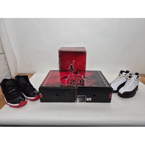 A Boxed Pair of Nike Air Jordan Collezione Countdown Pack 11/12 Multi-Color/Multi-Color Screen trainers, size UK 12