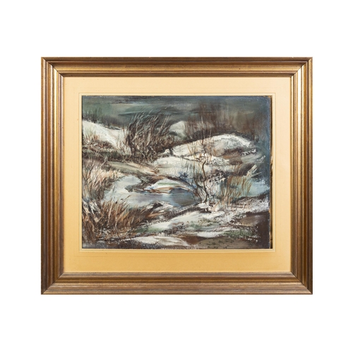 185 - Style of George Campbell RHA (1917-1979) Winter Landscape Oil on board, 39 x 49cm