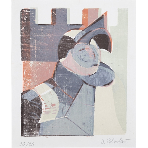 187 - Dietrich Blodau (20th Century) Abstract Form Lithograph, 44 x 15cm Signed and numbered 10/20