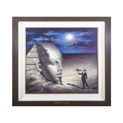 198 - Paul Wilson (b.1963) The Conversation Oil on canvas, 60 x 60cm    Signed; also inscribed verso