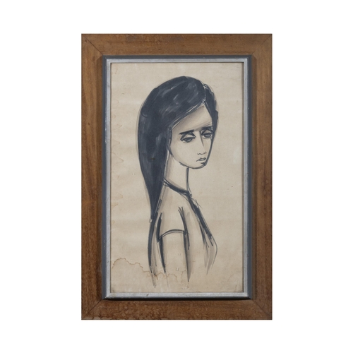 209 - Modern School (2OTh Century) Portrait of a Lady Watercolour, 48 x 28cm Signed indistinctly