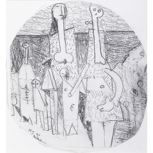 212 - Nevil Johnson (1911-1999) Excursion I Irregular tondo, pencil on photographic print, 20cm diameter S... 