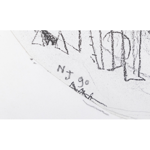 212 - Nevil Johnson (1911-1999) Excursion I Irregular tondo, pencil on photographic print, 20cm diameter S... 