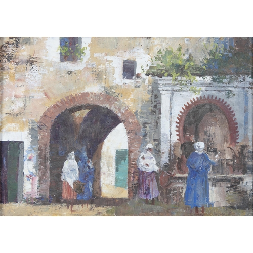 214 - Fergus O'Ryan RHA (1910-1989) The Fountain, Chauen, Morocco Oil on board, 25.4 x 35.8cm Signed and i... 