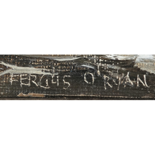 219 - Fergus O'Ryan RHA (1910-1989) Annamoe River, Near Avoca, November 1966 Oil on canvas paper laid on b... 