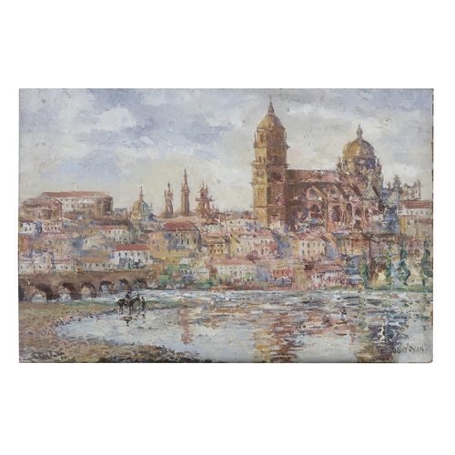 220 - Fergus O'Ryan RHA (1910-1989) Salamanca Oil on board, 31 x 46.7cm Signed; inscribed verso