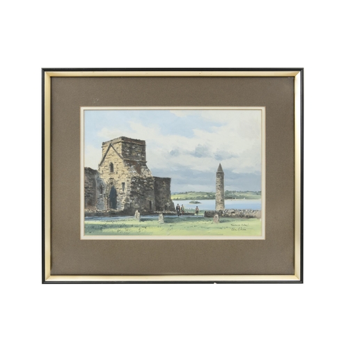 227 - Colin Gibson (b.1948) Devenish island  Oil on board, 24 x 34cm  Signed and inscribed verso with date