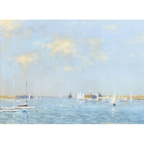 230 - James Longueville RBSA (b.1943) 'A Fine Day, Dun Laoghaire Harbour' Pastel, 27 x 37cm  Signed; signe... 