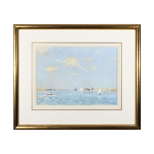 230 - James Longueville RBSA (b.1943) 'A Fine Day, Dun Laoghaire Harbour' Pastel, 27 x 37cm  Signed; signe... 