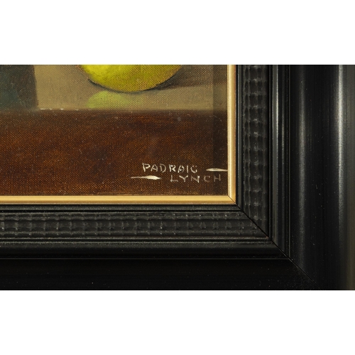 234 - Padraig Lynch (Contemporary) Still life with Grapes and Apple Oil on board, 28 x 34cm Signed  Proven... 