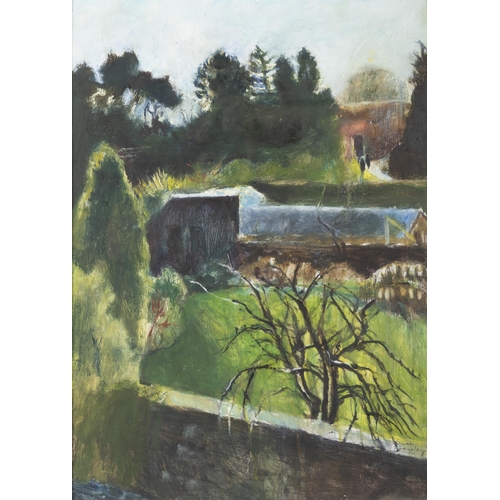 243 - Sarah Longley (b.1975)  Walled Garden, 2001 Oil on canvas, 58 x 42cm Signed and dated (20)'01