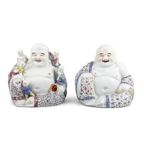 100 - TWO ZHU MAO SHENG WORKSHOP FAMILLE ROSE SITTING MILEFOS  ?? ??? ???????  China, Republic period  H: ... 