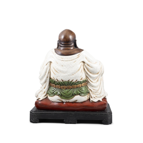 101 - A BIG ENAMELLED WARE SITTING MILEFO WITH WOODEN STAND  20?? ????????  China, 20th century  Size: 40 ... 