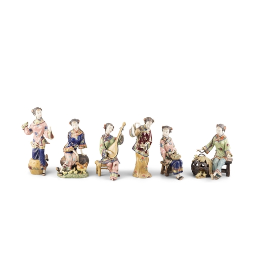 103 - SIX CERAMIC CARVED FIGURES OF LADIES, SIGNED LIN WEI DONG  20????? ??? ??????6?  China, second half ... 