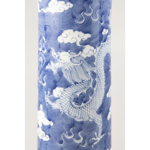 114 - A PAIR OF BLUE AND WHITE DRAGON AND CLOUDS HATSTANDS  ??19??? ??????????  China, 19th century  H: ... 