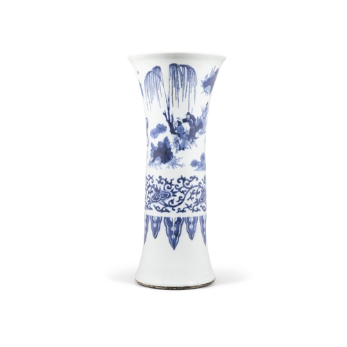 118 - A BLUE AND WHITE HUA GU VASE WITH FIGURES  ??? ?????????  China, Chongzhen period  H: 43.2cm
