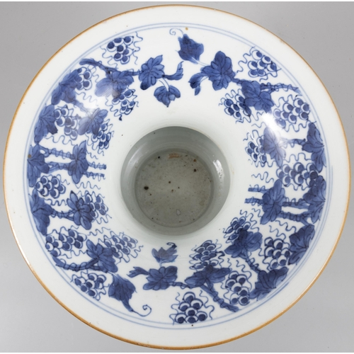 122 - A BLUE AND WHITE GRAPES AND FLOWERS SPITTOON, ZHADOU  ??? ?????????  China, 18th century  H: 17.7c... 