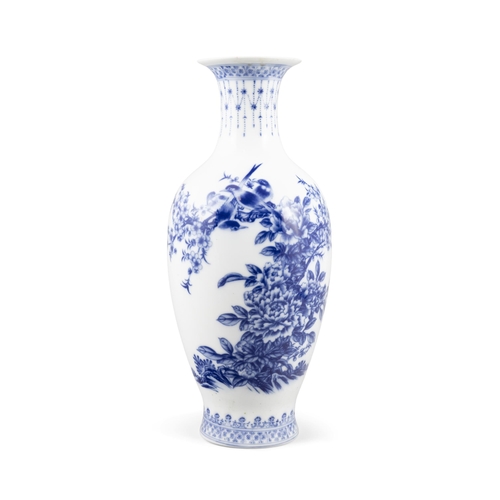 126 - A BLUE AND WHITE VASE AND A FAMILLE ROSE STYLE VASE  20????? ????  China, second half of 20th centur... 