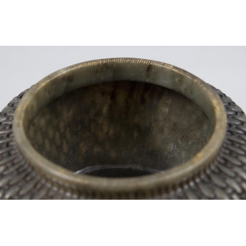 149 - A CELADON JADE WITH FISH BASKET DESIGN SMALL JAR, QIANLONG MARKED  ?? ????????????  China, Republi... 