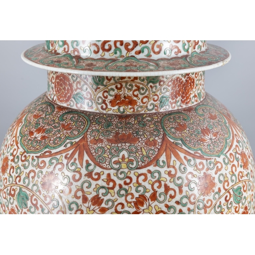 159 - A GRAND WUCAI LOTUS AND RUYI HEADS JAR AND COVER  China, early 20th century  20??? ????????  China, ... 