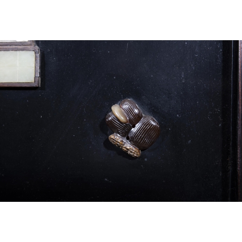 43 - A JADE AND HARDSTONE INLAID PANEL WITH VASES AND FLOWERS DECORATION  ?? ????????  China, Qing dynast... 