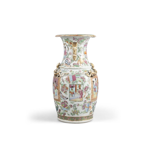 53 - A PAIR OF CANTON VASES DECORATED WITH FIGURES AND FLOWERS  ?? ?????????  China, late Qing dynasty  H... 