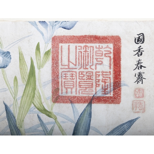 60 - AN INK AND COLOUR PAPER PAINTING OF ORCHID FLOWERS  20??? ???? ???  China, early 20th century  Size:... 