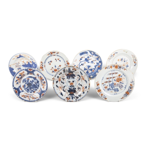 69 - SEVEN CHINESE IMARI DISHES WITH FLOWERS AND LANDSCAPE  ??? ???????????????  China, 18th century  D: ... 