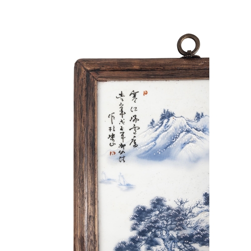 84 - A SET OF FOUR FRAMED BLUE AND WHITE LANDSCAPE PANELS  ??????? ????????????  China, second half of ... 