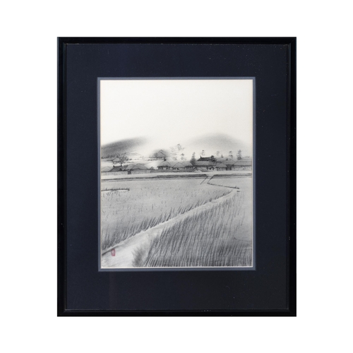 85 - A SET OF FOUR FRAMED 'COUNTRYSIDE LANDSCAPE' PRINTS, WITH ARTIST'S SEAL  Japan, 20th century  Size: ... 