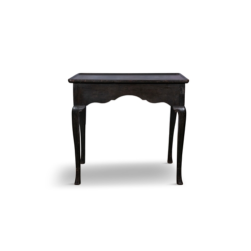 100 - AN 18TH CENTURY MAHOGANY AND OAK SIDE TABLE,  the rectangular tray top and shaped apron raised on ca... 