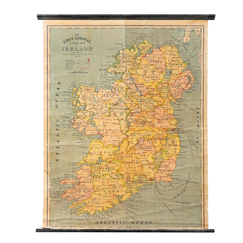 125 - A LARGE MAP 'THE EDUCATIONAL SCHOOL MAP OF IRELAND',  stamped 'Ireland' verso. 158cm high, 134cm wid... 