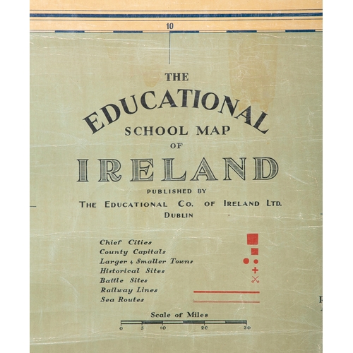 125 - A LARGE MAP 'THE EDUCATIONAL SCHOOL MAP OF IRELAND',  stamped 'Ireland' verso. 158cm high, 134cm wid... 