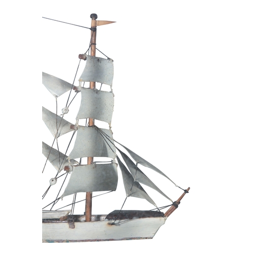 127 - A DIORAMA OF A THREE MASTED SQUARE RIGGED MODEL BARK SHIP  the stained timber case of rectangular fo... 