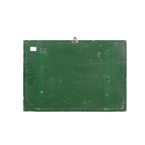 132 - A GREEN AND WHITE PAINTED TIMBER SIGN   'SLOW 20 M.P.H., IN DEMENSE'. 45 X 65cm