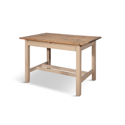 146 - A PAINTED KITCHEN TABLE OF COMPACT PROPORTIONS,  of rectangular form and compact proportions with a ... 