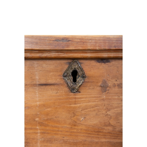 156 - A 19TH CENTURY PINE DOWRY CHEST  the plain front, with lift-top with large opening to a large compar... 