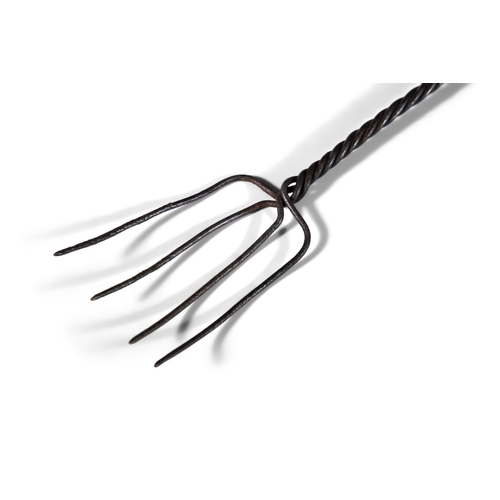 204 - A WROUGHT IRON PRONG TOASTING FORK    the four prongs entwining to form a spiral twist handle. 45cm ... 