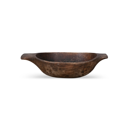 227 - A SYCAMORE OVAL BOWL WITH TWIN HANDLES  51 X 33cm