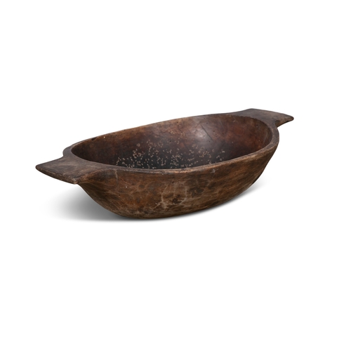 227 - A SYCAMORE OVAL BOWL WITH TWIN HANDLES  51 X 33cm