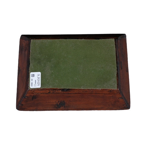 254 - A SMALL IRISH STAINED WOOD CUTLERY TRAY  with twin compartments with integral handle. 28 x 20cm